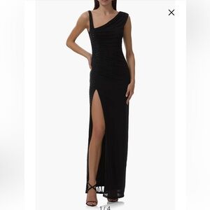 AFRM Becky Rhinestone Shirred Cocktail Dress